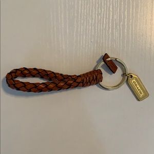 Coach Brown Woven Leather Loop Keychain